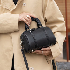 Versatile Cylindrical Genuine Leather Crossbody Bag with Multiple Compartments - Teleplus versatile cylindrical genuine