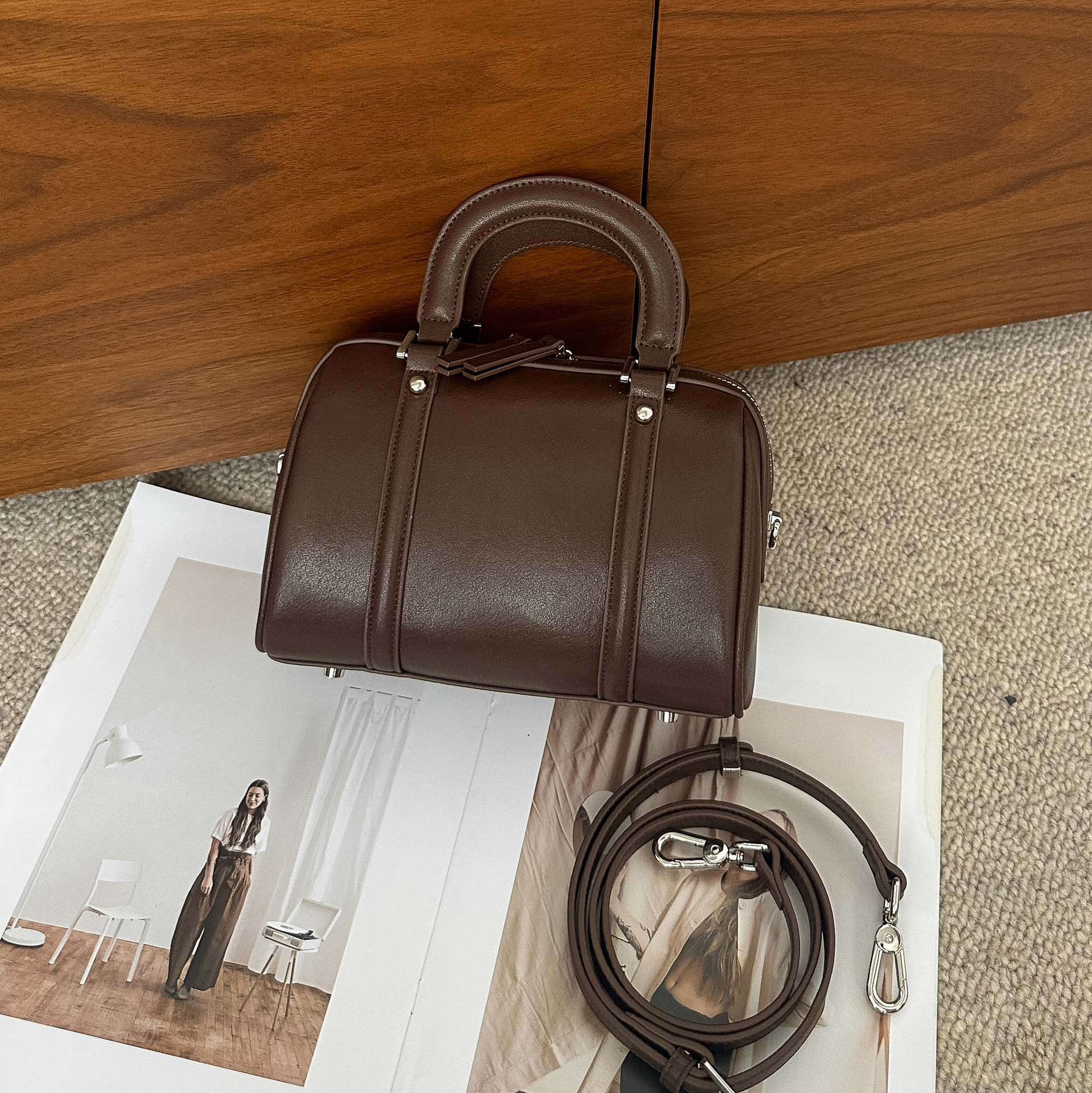 Versatile Cylindrical Genuine Leather Crossbody Bag with Multiple Compartments - Teleplus versatile cylindrical genuine