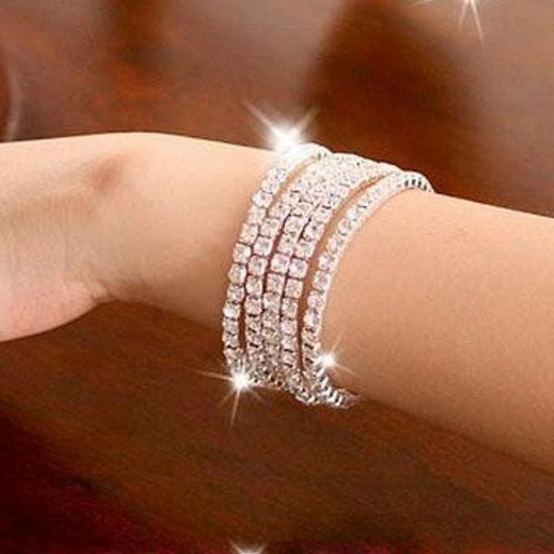 Versatile Diamond Full Diamond Elastic Bracelet - Versatile Diamond Full Elastic Bracelet for Any Occasion