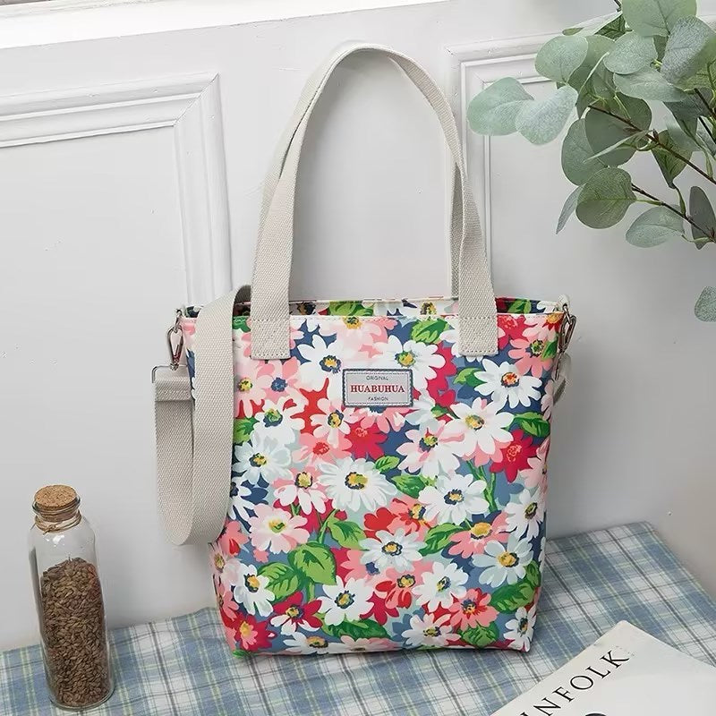 Versatile Large Capacity Floral Canvas Crossbody Shoulder Bag for Daily - Use versatile large capacity floral canvas