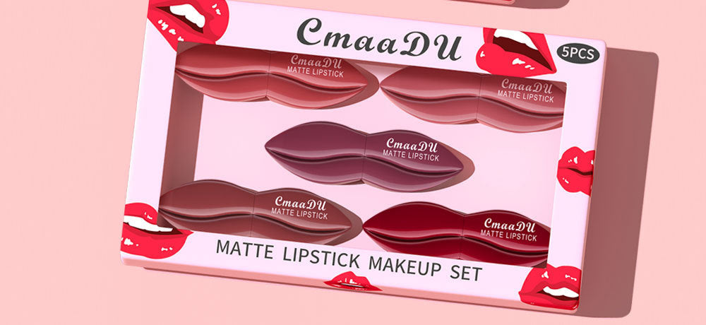 Versatile Matte Lipstick Set with 5 Colors for Customizable Looks - Teleplus Custom versatile matte lipstick set