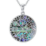 Abalone Shellfish Necklace with Viking Vegvisir Symbol for Protection - Modern Valkyries abalone shellfish necklace
