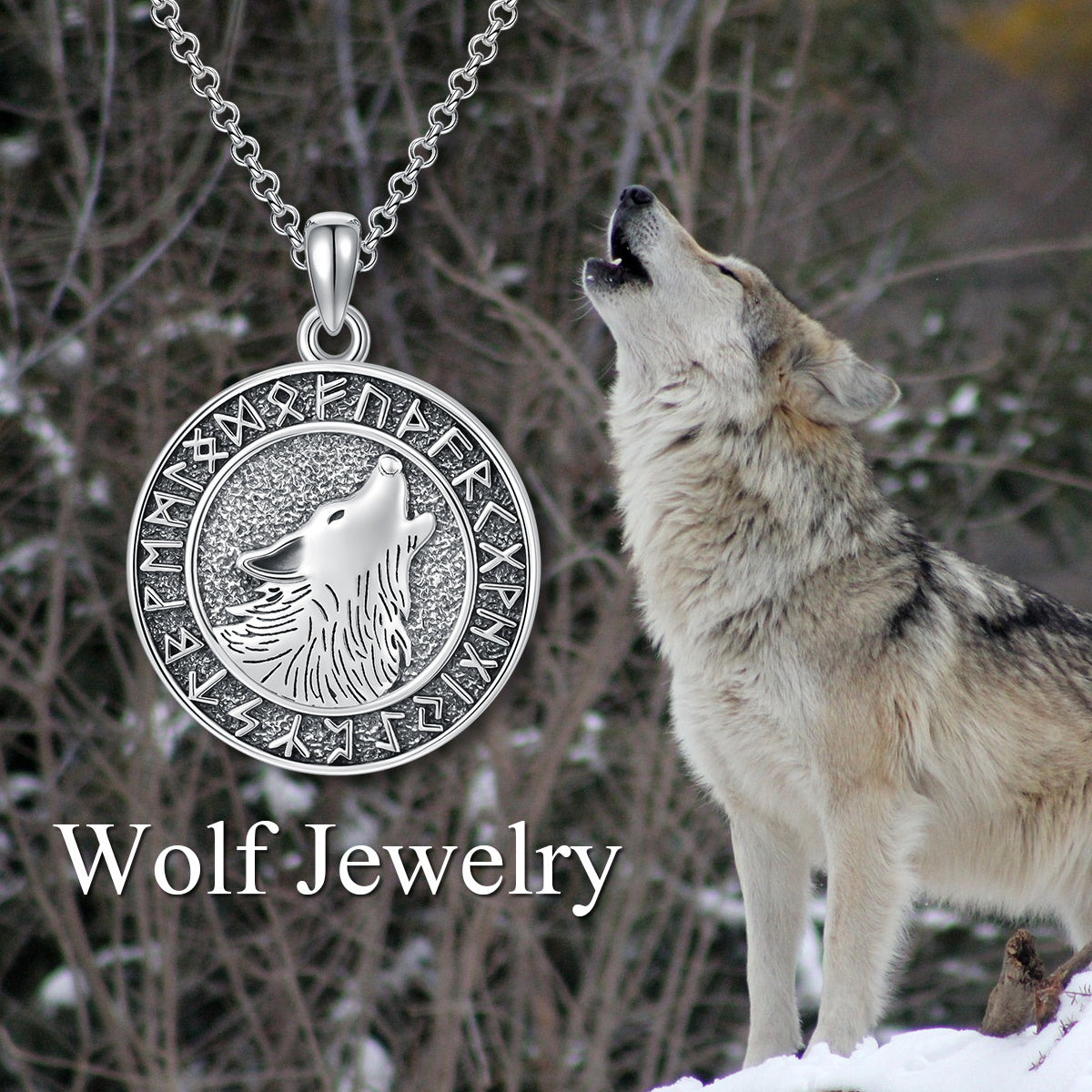 Viking Wolf Necklace Viking Jewelry Viking Runes Coin Wolf Pendant for Men Women - Viking Wolf Necklace to Impress