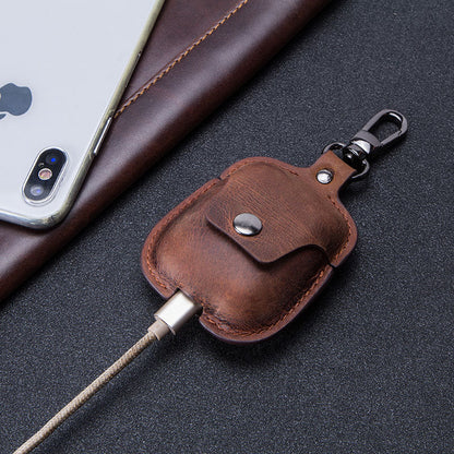 Vintage Crazy Horse Cowhide Keychain Compatible with iPhone US Market - Keychains Get Stylish Leather Headset united