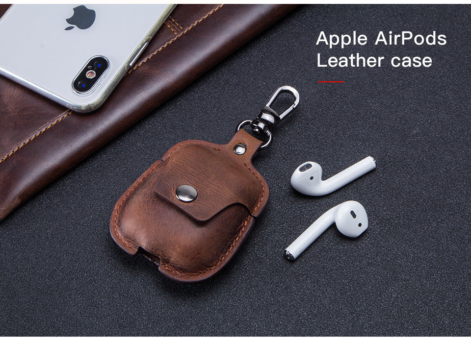 Vintage Crazy Horse Cowhide Keychain Compatible with iPhone US Market - Keychains Get Stylish Leather Headset united
