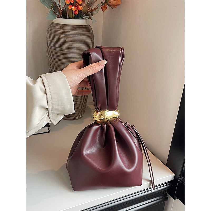Vintage Crumpled Mini Bucket Bag with Urban Style and Soft PU Material - Teleplus for vintage crumpled mini bucket bag