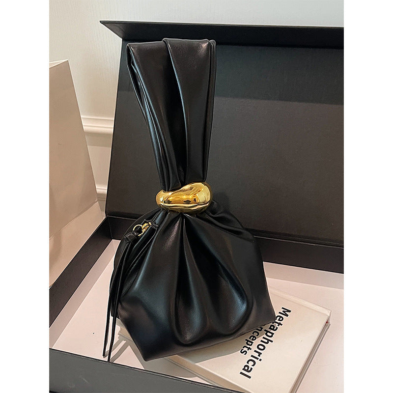 Vintage Crumpled Mini Bucket Bag with Urban Style and Soft PU Material - Teleplus for vintage crumpled mini bucket bag