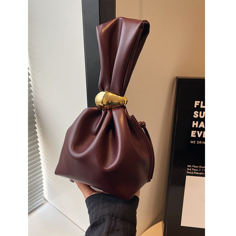 Vintage Crumpled Mini Bucket Bag with Urban Style and Soft PU Material - Teleplus for vintage crumpled mini bucket bag