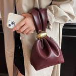 Vintage Crumpled Mini Bucket Bag with Urban Style and Soft PU Material - Teleplus for vintage crumpled mini bucket bag