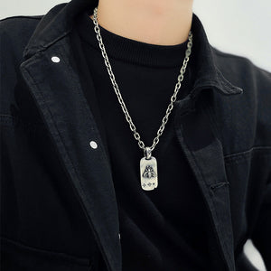 Handmade Silver Zodiac Dark Square Plate Pendant Bracelet for Men in United States - Get Your Necklace For Retro Vibes