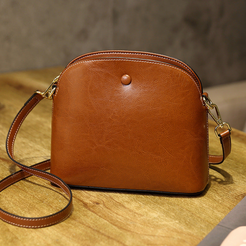 Vintage Female Leather Crossbody Bag with Niche Brown and Burgundy Options - Teleplus niche female leather crossbody bag