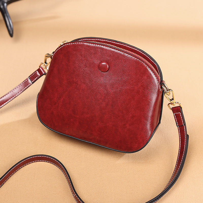 Vintage Female Leather Crossbody Bag with Niche Brown and Burgundy Options - Teleplus niche female leather crossbody bag