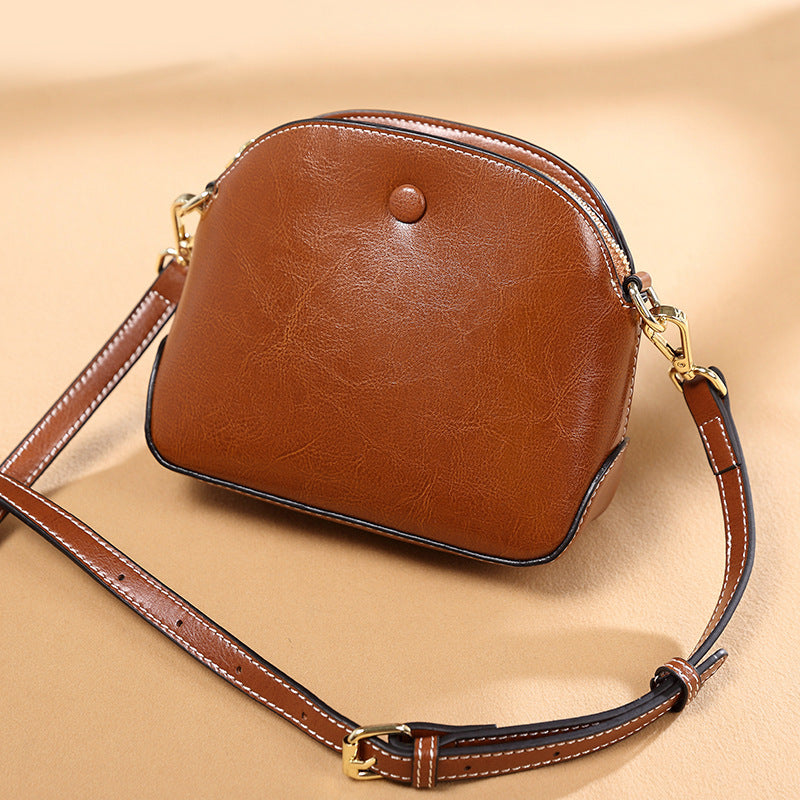 Vintage Female Leather Crossbody Bag with Niche Brown and Burgundy Options - Teleplus niche female leather crossbody bag