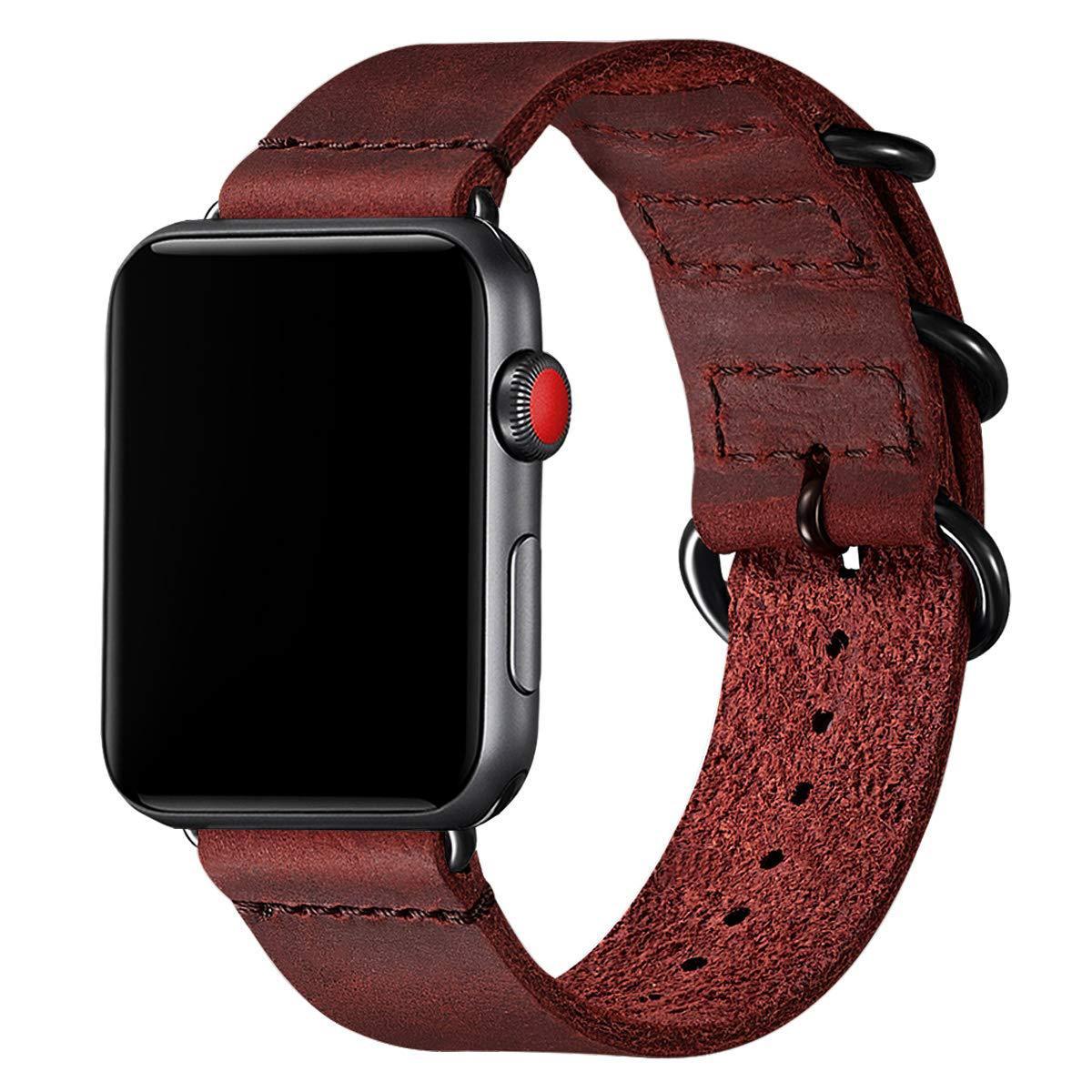 Vintage leather strap with buckle iron hoop in Frosted Crazy Horse finish - Leather Strap Humorously Chic frosted crazy