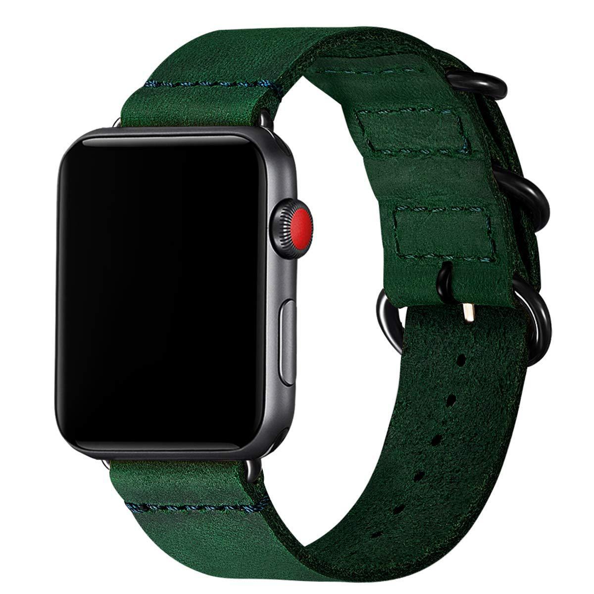 Vintage leather strap with buckle iron hoop in Frosted Crazy Horse finish - Leather Strap Humorously Chic frosted crazy