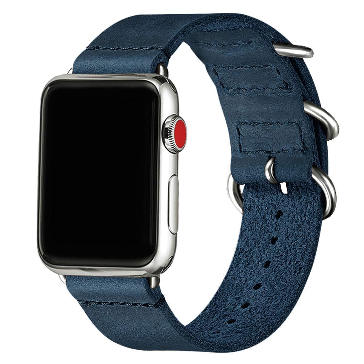 Vintage leather strap with buckle iron hoop in Frosted Crazy Horse finish - Leather Strap Humorously Chic frosted crazy