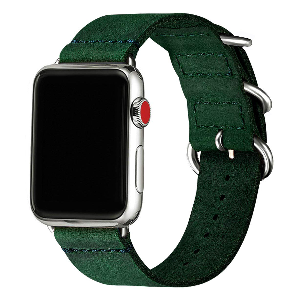 Vintage leather strap with buckle iron hoop in Frosted Crazy Horse finish - Leather Strap Humorously Chic frosted crazy