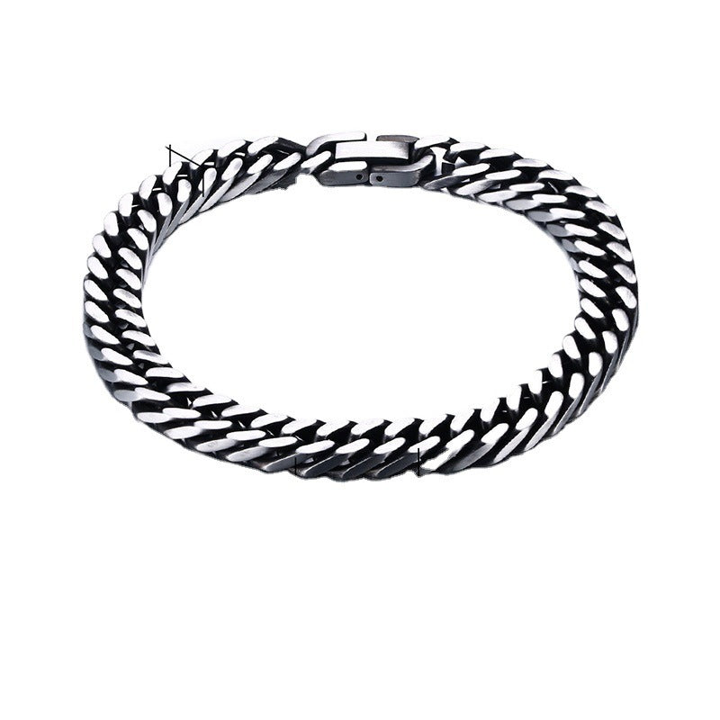 Vintage Men’s Bracelet Simple High Quality Versatile Personality Cuban Bracelet Men’s European Hip Hop Titanium