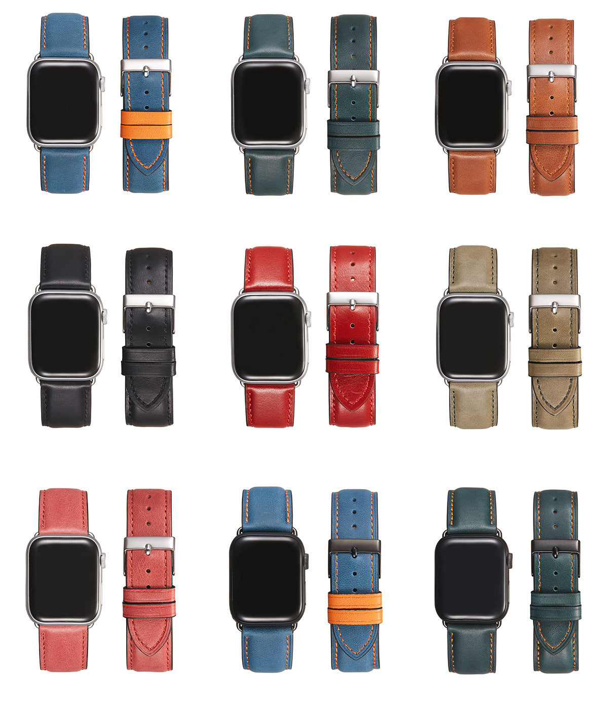 Vintage Oil Wax Leather Smart Watch Strap Compatible with Apple Connectors - Genuine vintage oil wax leather smart