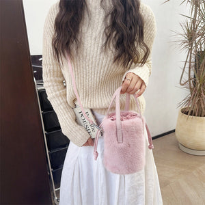 Vintage Plush Hand Bag Bucket Tote for Women with Multi-Color Options - Teleplus bucket vintage plush hand bag