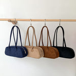 Vintage Suede Baguette Large Capacity Shoulder Bag with Document and Changing Pockets - Teleplus large capacity