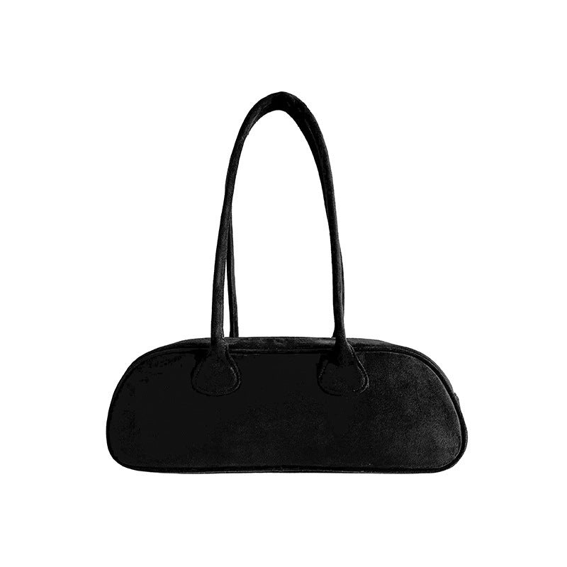 Vintage Suede Baguette Large Capacity Shoulder Bag with Document and Changing Pockets - Teleplus large capacity