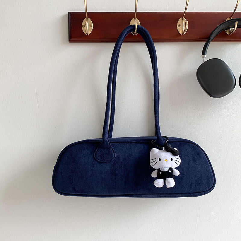 Vintage Suede Baguette Large Capacity Shoulder Bag with Document and Changing Pockets - Teleplus large capacity