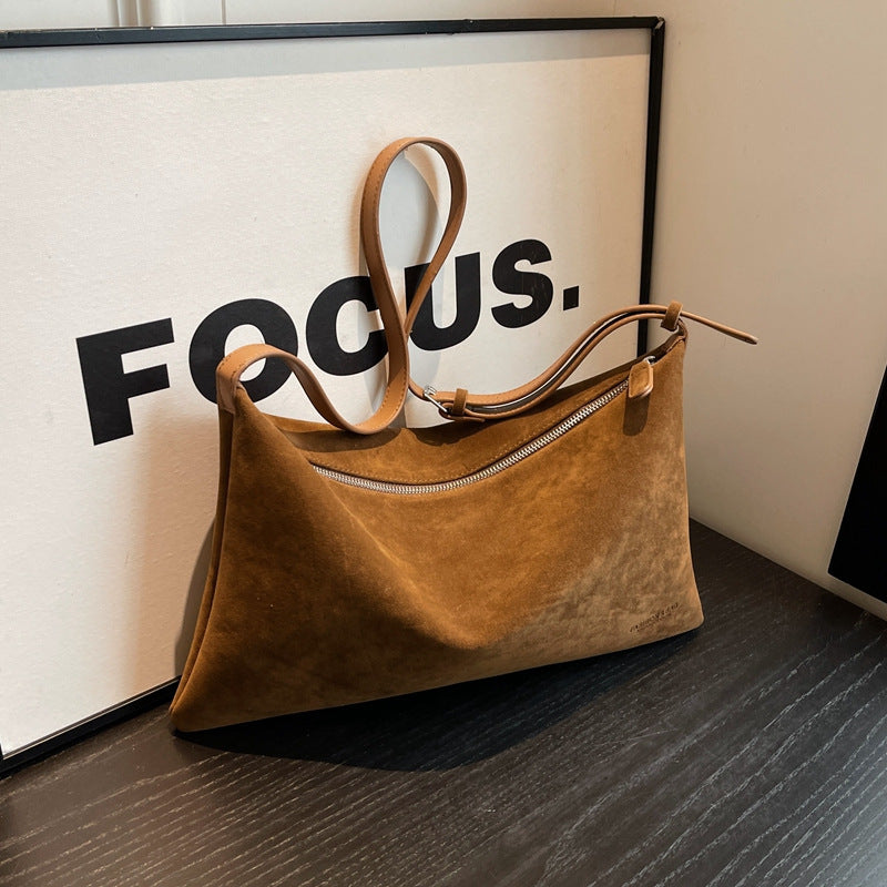 Vintage Suede Niche Bag with PU Inner Pocket for Daily - Use vintage suede niche bag