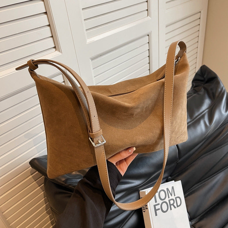 Vintage Suede Niche Bag with PU Inner Pocket for Daily - Use vintage suede niche bag