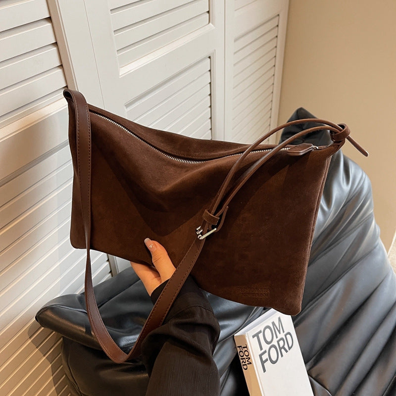 Vintage Suede Niche Bag with PU Inner Pocket for Daily - Use vintage suede niche bag