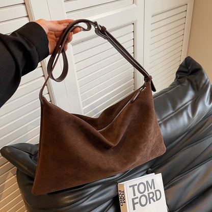 Vintage Suede Niche Bag with PU Inner Pocket for Daily - Use vintage suede niche bag