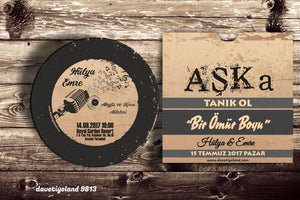 Vintage Vinyl Record Style Kraft Wedding Invitation Music Theme Party Invite - Teleplus vinyl record style kraft