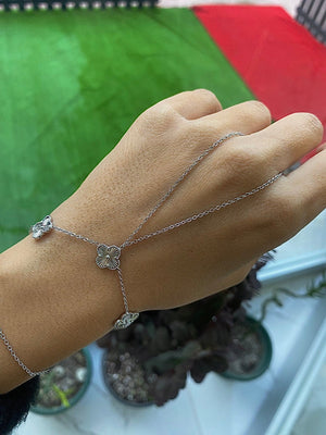 VIP Silver Three Piece Hand Chain Bracelet Set Eastern Inspired Jewelry - Teleplus vip silver three piece hand chain