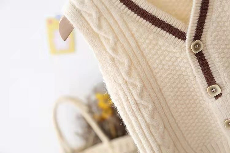 Viscous Fiber Leisure Beige Baby Sweater Vest Outwear in Multiple Sizes - Teleplus baby sweater vest outwear