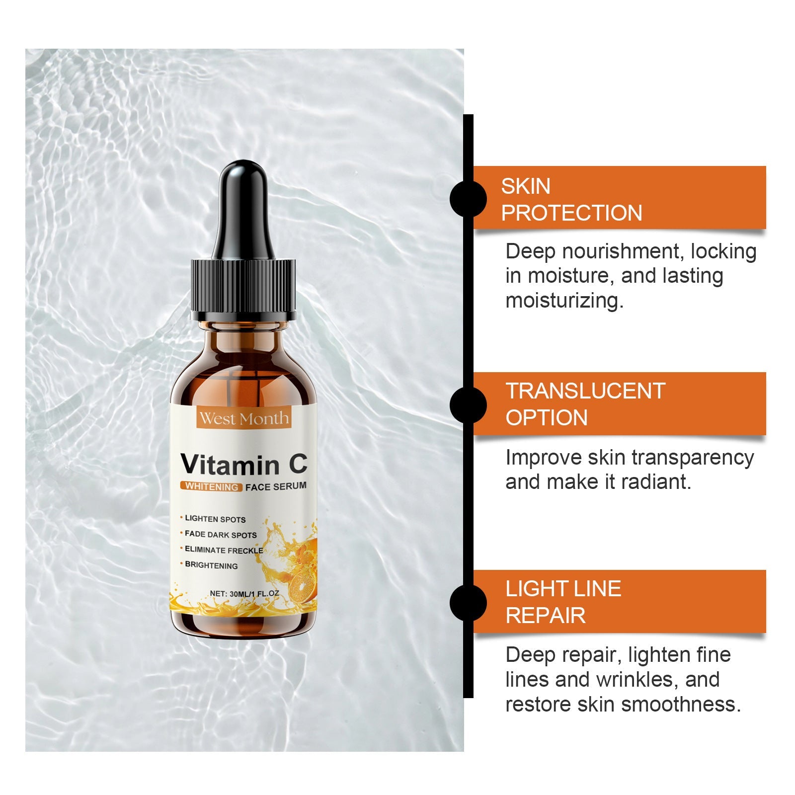 Vitamin C Hyaluronic Acid Serum for Face Moisturizing and Brightening Essence - Teleplus