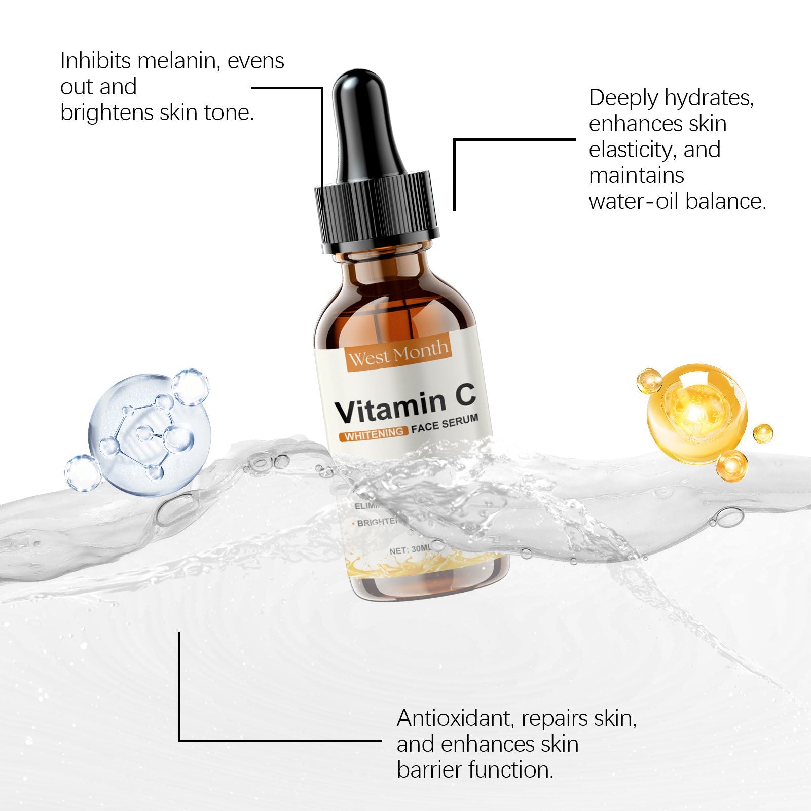 Vitamin C Hyaluronic Acid Serum for Face Moisturizing and Brightening Essence - Teleplus