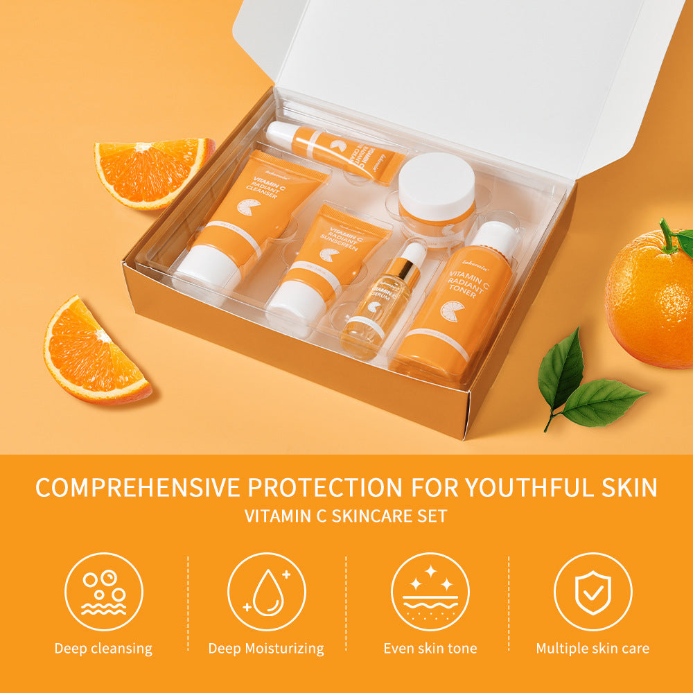 Vitamin C Skin Care Set Facial Products 6-Piece Bundle - Teleplus vitamin c skin care set facial