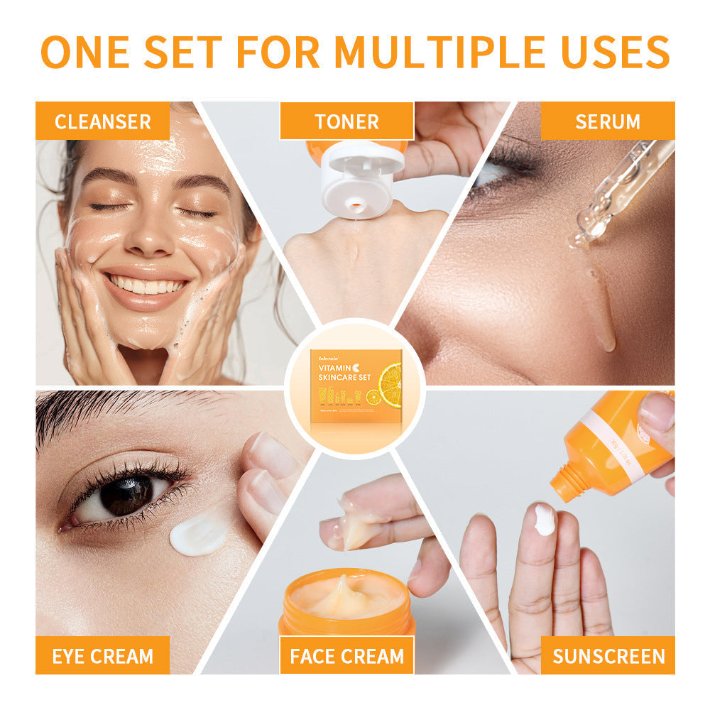 Vitamin C Skin Care Set Facial Products 6-Piece Bundle - Teleplus vitamin c skin care set facial