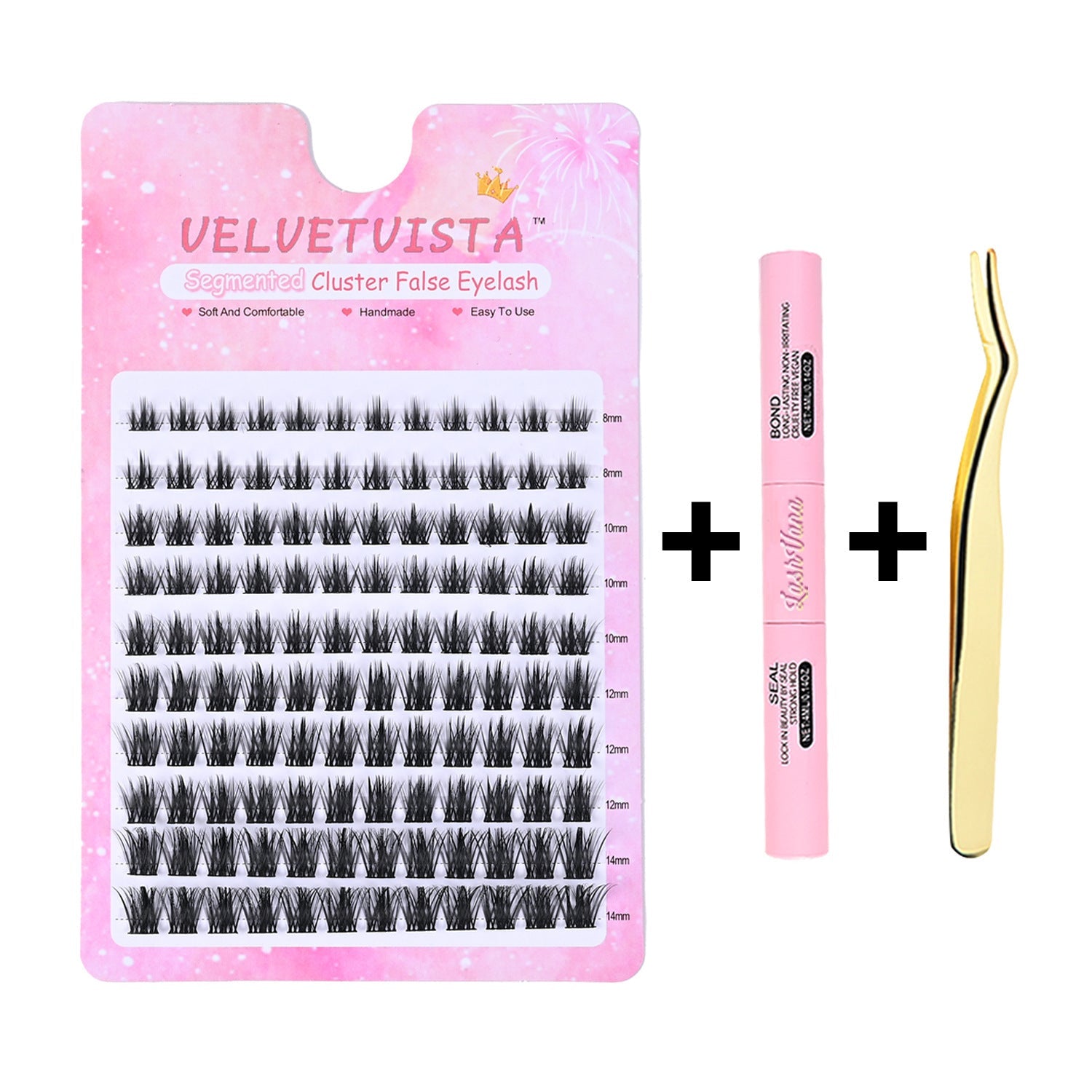 W50 False Eyelashes with Double-Headed Adhesive and Pink or Gold Tweezers - Teleplus w50 false eyelashes capacity