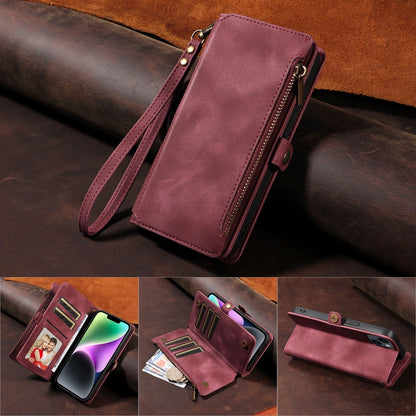 Wallet Flip Zipper Phone Leather Case - Wallet Flip Zipper Phone Case with Magnetic Suction