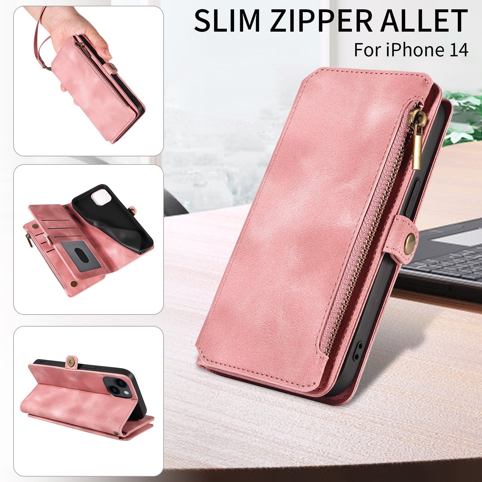 Wallet Flip Zipper Phone Leather Case - Wallet Flip Zipper Phone Leather Case with Magnetic Suction