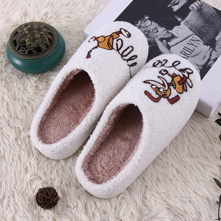 Warm Artificial Wool Indoor Slippers for Men and Women with Non-Slip Sole - warm artificial wool indoor slippers