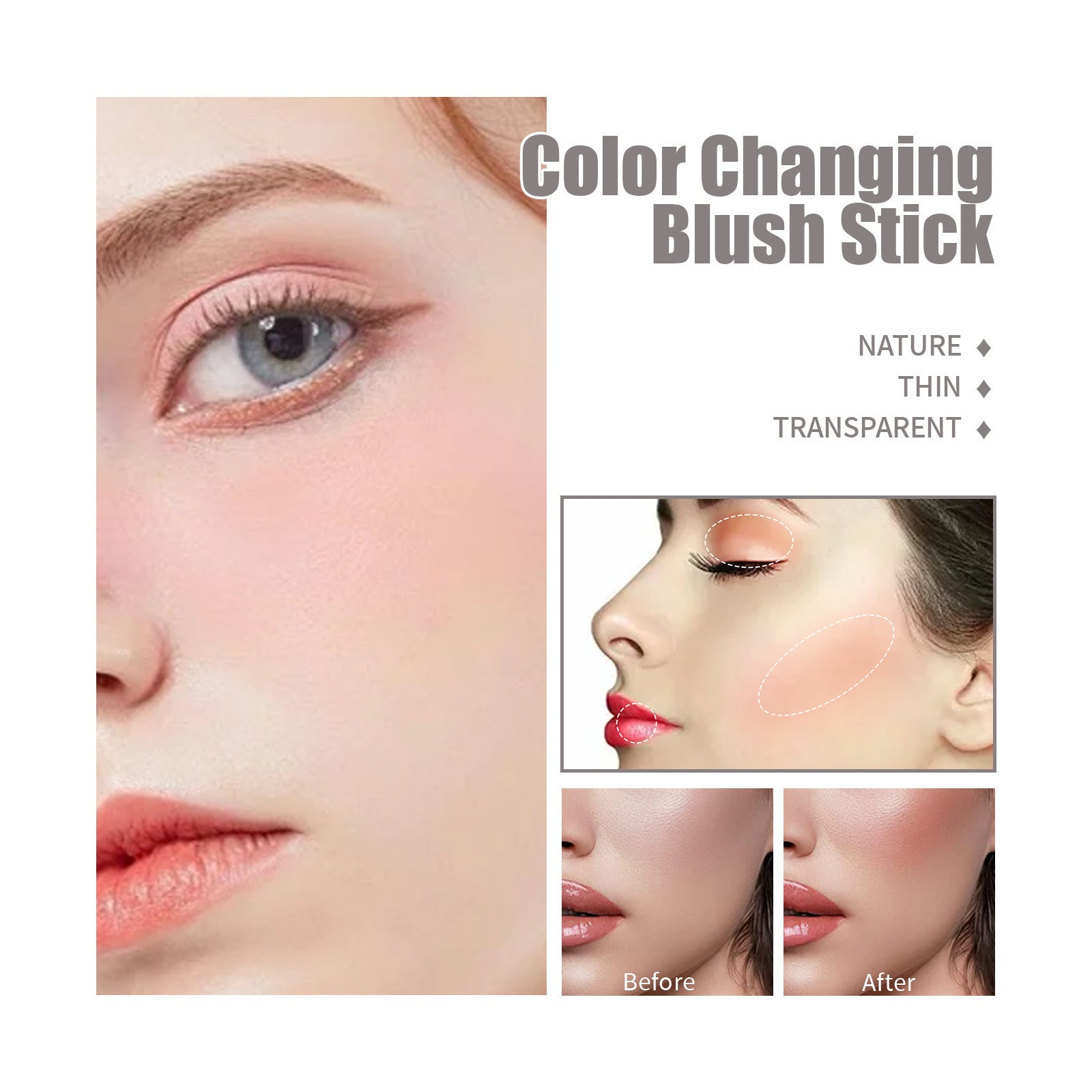 Warm Blush Stick Natural for Skin Color Lips 7g - Tone and warm blush stick natural skin color lip