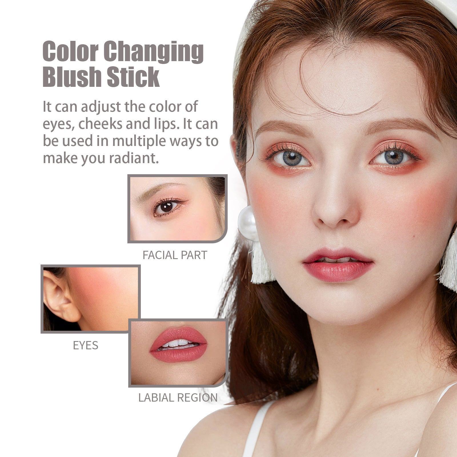 Warm Blush Stick Natural for Skin Color Lips 7g - Tone and warm blush stick natural skin color lip