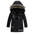 Warm Cotton Jacket for Boys with Large Fur Collar Padded Winter Coat - fur collar padded warm cotton jacket large