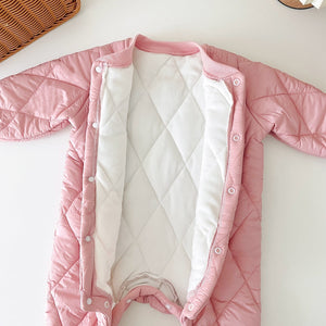 Warm Out Thickened Fleece-lined Baby Jumpsuits - Snuggle Up in Diamond Lattice Fleece Jumpsuits