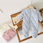 Warm Out Thickened Fleece-lined Baby Jumpsuits - Snuggle Up in Diamond Lattice Fleece Jumpsuits