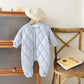 Warm Out Thickened Fleece-lined Baby Jumpsuits - Snuggle Up in Diamond Lattice Fleece Jumpsuits