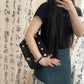 Washed Shoulder Messenger Bag with Vintage Button and Soft PU Lining - washed shoulder messenger bag vintage button