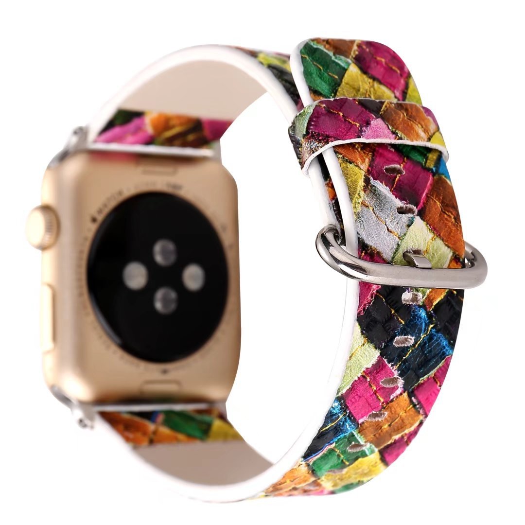 Watch Colorful Diamond Check Leather Strap - Colorful Diamond Check Leather Strap for Apple Watch